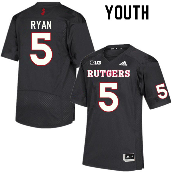 Youth #5 Sean Ryan Rutgers Scarlet Knights College Football Jerseys Sale-Black - Click Image to Close